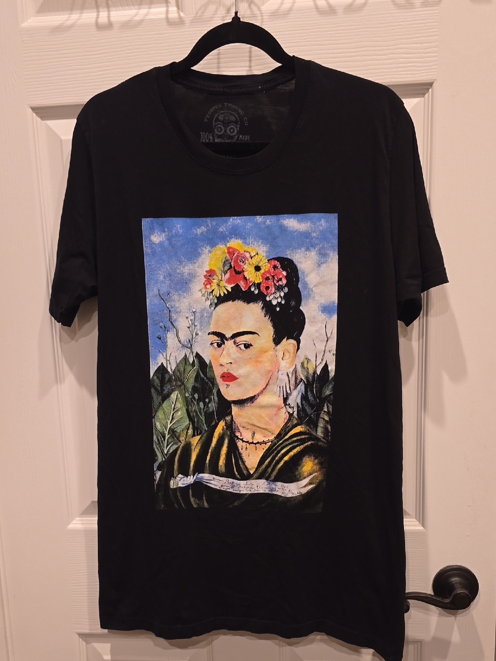 Frida Kahlo Graphic Tee in Black with Colorful Portrait